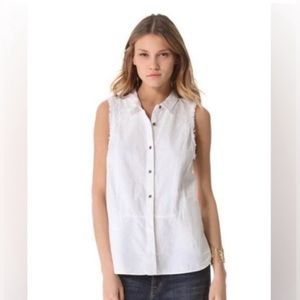 Free People Linen Sleeveless Button Down - Ivory - Large